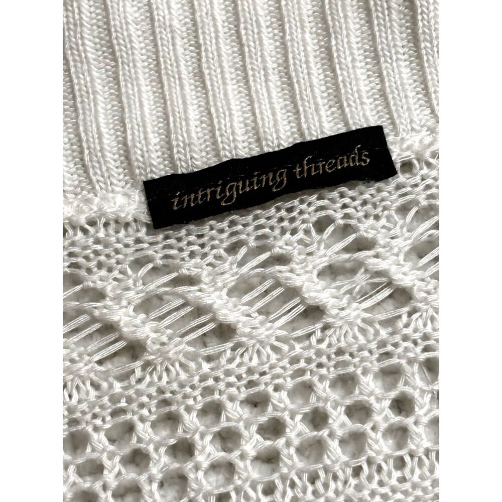 Intriguing Threads Cream Open Knit Boho Crochet C… - image 2